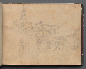 Album avec des vues de Rome et des environs, études de paysages, page 26a: Vue architecturale romaine - Franz Johann Heinrich Nadorp