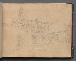 Album avec des vues de Rome et des environs, études de paysage, page 26a : Vue architecturale romaine