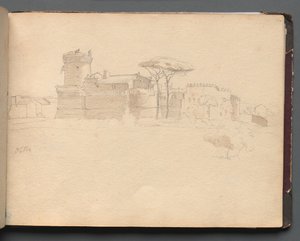 Album avec vues de Rome et des environs, études de paysages, page 28a : Ostie - Franz Johann Heinrich Nadorp