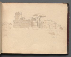 Album avec des vues de Rome et des environs, études de paysage, page 28a : "Ostia" - Franz Johann Heinrich Nadorp