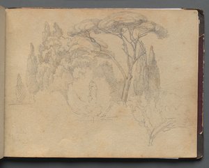 Album avec des vues de Rome et des environs, études de paysage, page 29a : Étude de paysage - Franz Johann Heinrich Nadorp