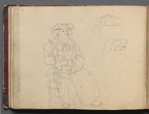 Album avec des vues de Rome et des environs, études de paysage, page 38b : Étude de figure - Franz Johann Heinrich Nadorp