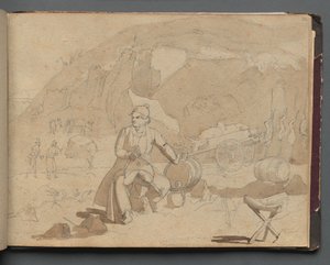 Album avec vues de Rome et des environs, études de paysage, page 39a : Figure dans un paysage - Franz Johann Heinrich Nadorp