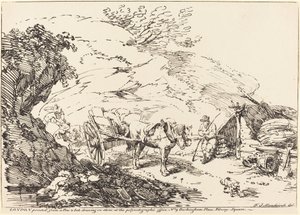 Cheval et charrette dans la carrière - Franz Joseph Manskirch