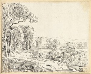 Paysage, maison dans un parc - Franz Kobell