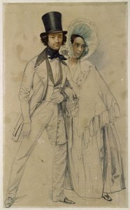 Les époux Paul et Amalie Taglioni (Étude pour le tableau « Parade du premier régiment de la garde à pied », 1839) - Franz Krüger