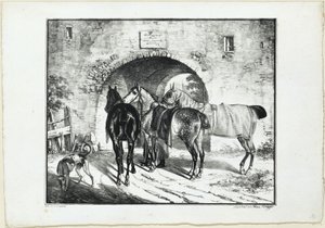 Trois chevaux près de l