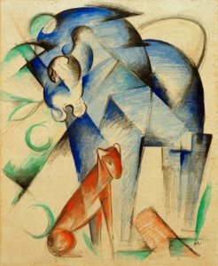Animaux fabuleux (Cheval bleu et chien rouge) - Franz Marc
