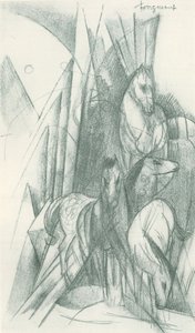 Composition de chevaux et de formes abstraites