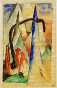 Cheval dans un paysage avec des formes pointues - Franz Marc