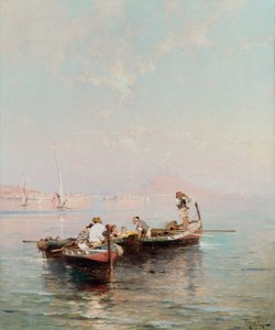 Bateau de pêche dans la baie de Naples - Franz Richard Unterberger
