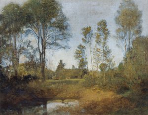Paysage avec charrette de foin