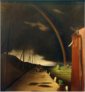Paysage avec arc-en-ciel