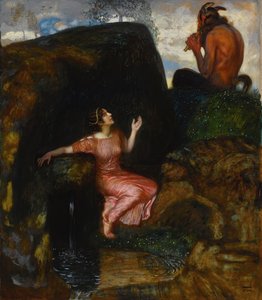 À la source Nymphe écoutant - Franz Stuck Ritter von