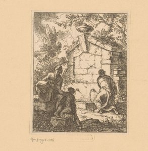 Trois voyageurs puisant de l