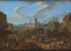 Foire avec temple et mât de mai