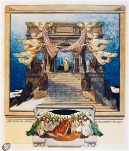 Et une nouvelle progéniture descend du ciel, Verset 72, Purgatorio, Chant XXII, La Divine Comédie, par Dante Alighieri, illustration de Franz Von Bayros, Vienne - Franz von  Bayros