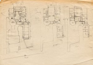 Croquis de conception pour la villa atelier de Matsch - Plan de trois étages - Franz von Matsch