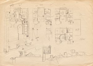 Croquis pour la villa atelier de Matsch - Plans et construction du toit - Franz von Matsch