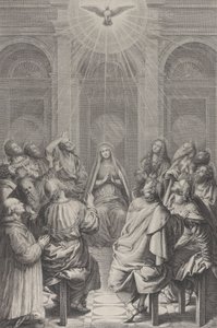 La Pentecôte, avec les apôtres et la Vierge assis en cercle, le Saint-Esprit ap..., 1729-40