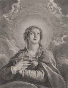 La Vierge, mains croisées sur la poitrine, regardant vers le haut, 1729-1740 - Frédéric Horthemels