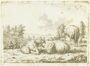Paysage avec trois moutons et un agneau - Frédéric Théodore Faber