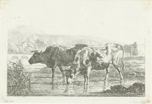 Deux vaches buvant - Frédéric Théodore Faber