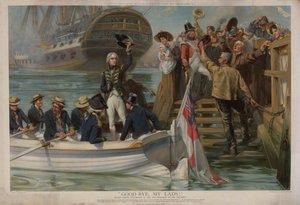 Nelson quittant Portsmouth pour naviguer vers Trafalgar sur la Victory - Fred Roe