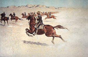 Soldats Buffalo en poursuite - Frederic (after) Remington