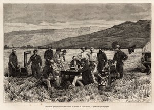 La mission géologique des États-Unis est jeune dans la plaine, gravée d