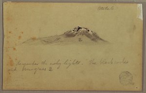Dessin, pic de la montagne andine (Cayambe ), Otavalo, Équateur, août ou septembre 1853 - Frederic Edwin Church