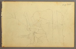 Dessin, Rochers parmi les arbres, 1844 - Frederic Edwin Church
