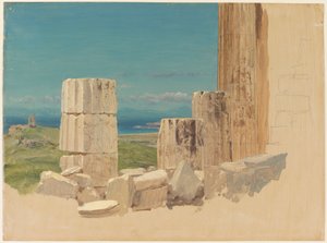 Dessin, Colonnes brisées, vue du Parthénon, Athènes, avril 1869 - Frederic Edwin Church