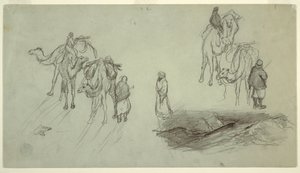 Dessin, Chameaux et cavaliers ; Sailbo, 1868 - Frederic Edwin Church