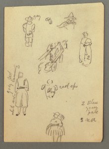 Dessin, charrette, études de figures, peut-être 1868 - Frederic Edwin Church