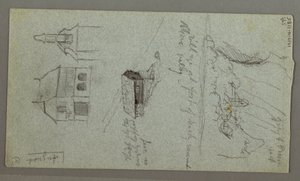 Dessin, Cascade, probablement Konigssee, Bavière, 1868 - Frederic Edwin Church