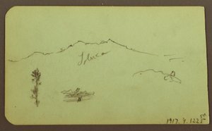 Dessin, église ; verso : paysage de montagne, "Taluca", 1883 - Frederic Edwin Church