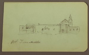 Dessin, église ; verso : paysage de montagne, "Taluca", 1883 - Frederic Edwin Church