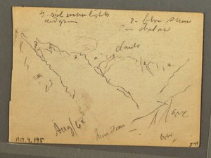 Dessin, Jungfrau couverte de nuages, Interlaken, Suisse, août 1868