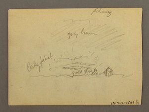 Dessin, Étude de nuages au-dessus de bâtiments, peut-être 1868-69 - Frederic Edwin Church