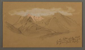 Dessin, Nuages sur des pics montagneux, peut-être 1868 - Frederic Edwin Church