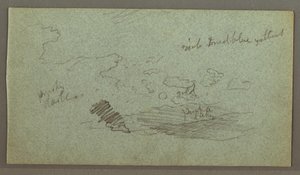 Dessin, Nuages sur une chaîne de collines, soleil bas, peut-être 1874 - Frederic Edwin Church