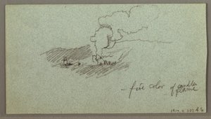 Dessin, Nuages sur une chaîne de collines, soleil bas, peut-être 1874 - Frederic Edwin Church
