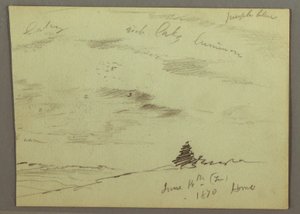 Dessin, Ciel nuageux, flanc de colline, 1870 - Frederic Edwin Church