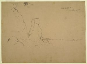Dessin, Côte avec "The Old Friar Neaer Eastport", vers 1851 - Frederic Edwin Church