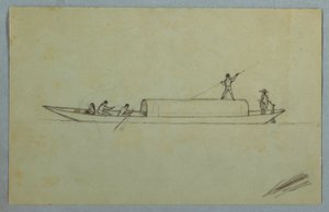 Dessin, canoë couvert, probablement sud-américain, 1853 ou 1857 - Frederic Edwin Church
