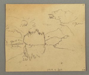 Dessin, arbres morts, plante, peut-être 1868 - Frederic Edwin Church