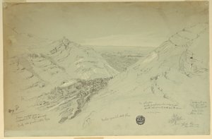 Dessin, vue lointaine de Damas, Syrie, 2 mai 1868 - Frederic Edwin Church