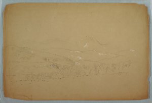 Dessin, vue lointaine du Katahdin vu de l