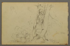 Dessin, bâtiments de ferme éloignés, 1844 - Frederic Edwin Church